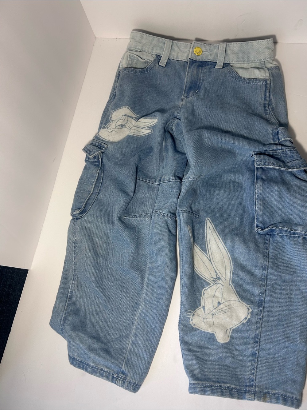 Justice Light Blue Men’s Cargo Jeans with Bunny Graphic